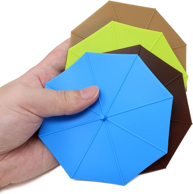 Honbay 4PCS Creative Silicone Umbrella Shaped Cup Lids, Anti-dust Sealed - Image 8