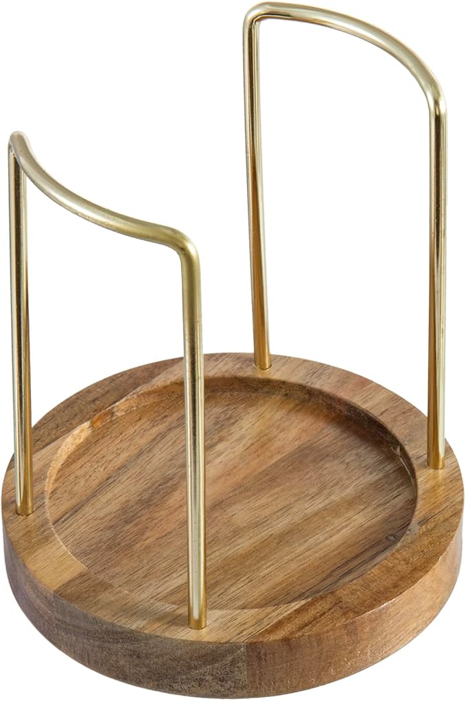 MyGift Premium Acacia Solid Wood and Brass Tone Metal Wire Countertop Plastic - Image 6