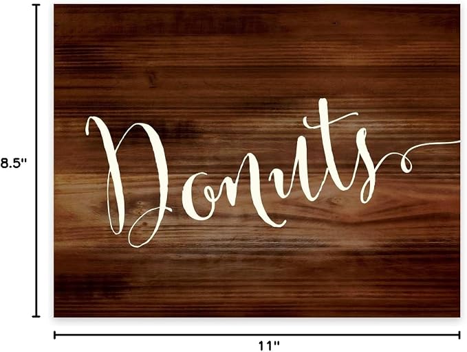 Andaz Press Wedding Party Signs, Rustic Wood Print, 8.5x11-inch, Donuts - Image 9