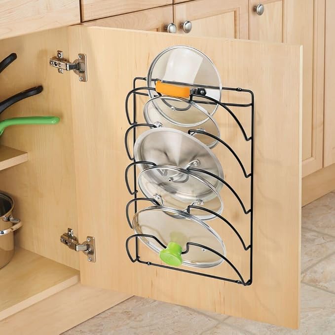 mDesign Metal Wire Pot and Pan Lid Rack Organizer - Image 2