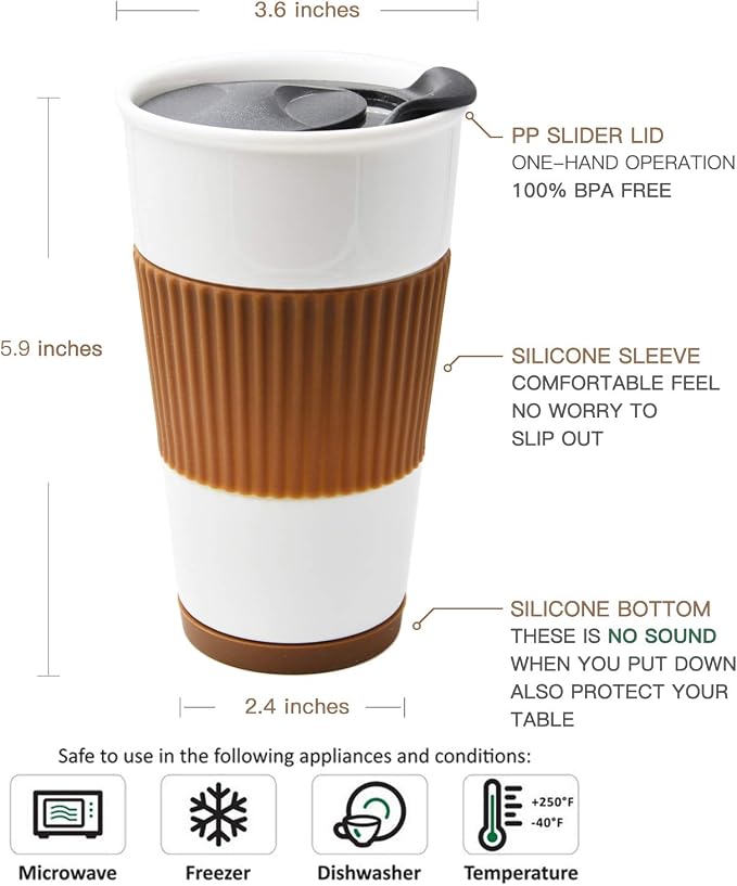 Ceramic Double Wall Insulated Travel Coffee Cup - Image 3