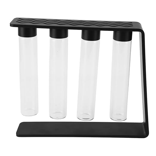 Coffee Bean Cellar Glass Tubes Storage Set Metal Stand Funnel - Image 3