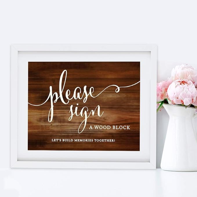 Andaz Press Wedding Party Signs, Rustic Wood Print, 8.5x11-inch, Please Sign a - Image 4