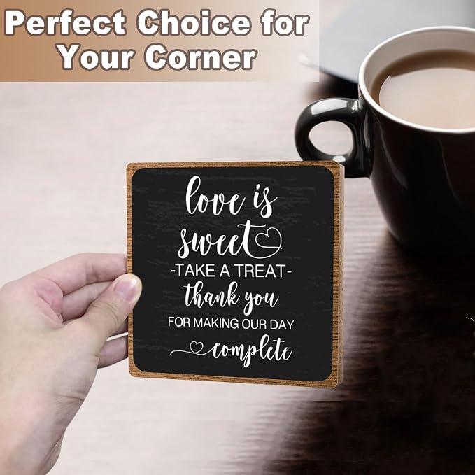 Funny Wedding Decor, Love Is Sweet Enjoy A Treat Sign Plaque, Lovely Gifts - Image 5