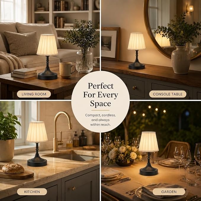 Balck Small Cordless Table Lamp Rechargeable - Image 7