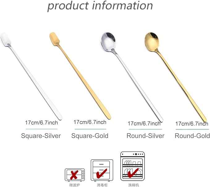 4 Pack Stainless Steel Coffee Spoon, 6.7 Inch Stirring Spoons, Cocktail - Image 2