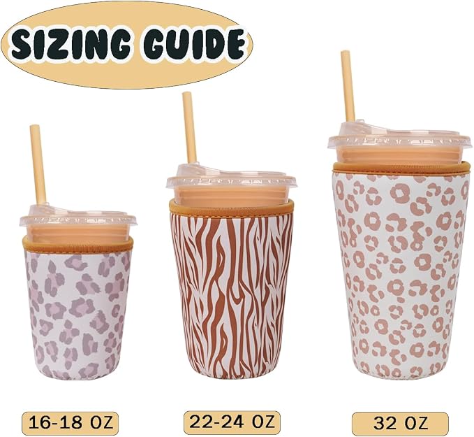 Reusable Insulated Neoprene Iced Coffee Cup Sleeve, Durable Drink Sleeve - Image 5
