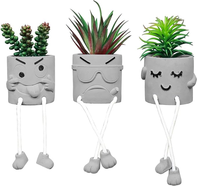 Zerzsy 3 Pack Faux Plants Small Artificial Succulents, Fake Plant Modern by Zerzsy