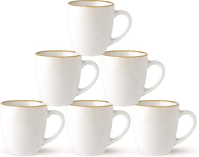 GBHOME Ceramic Coffee Mugs Set of 6, 12oz Stoneware Coffee Mugs Set by GBhome