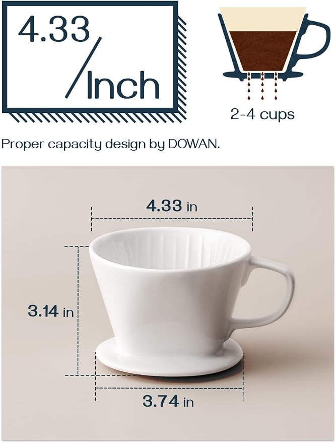 DOWAN Pour Over Coffee Maker, Non-Electric Pour Over Coffee Dripper, Manual - Image 3