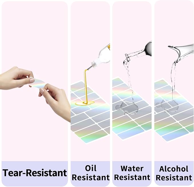 Holographic Label Stickers Writable Holographic Silver Gift Labels, Matte-Self - Image 6