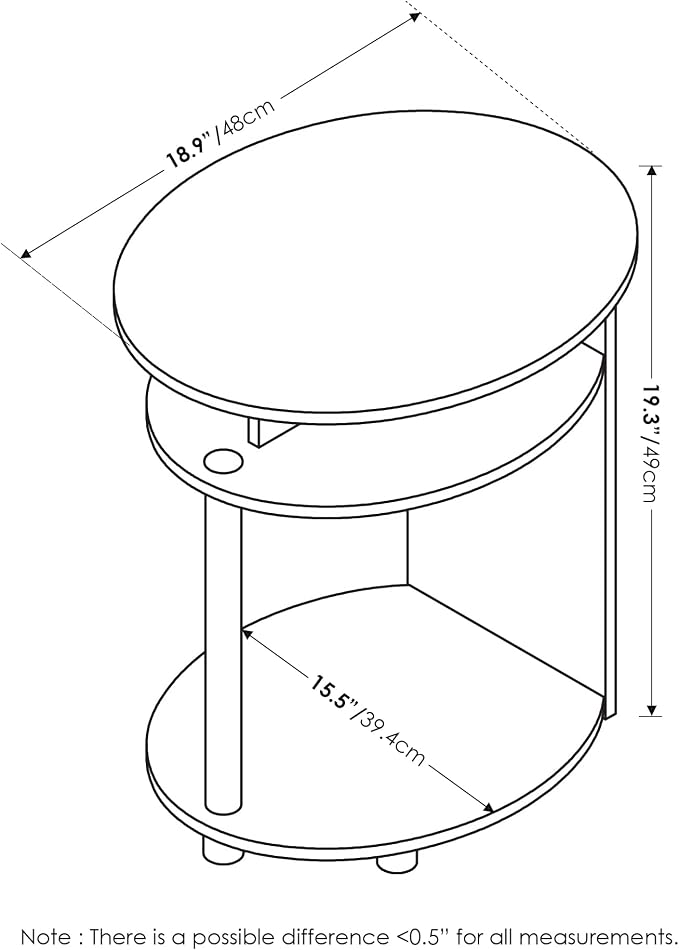 Furinno JAYA Simple Design Oval End Table - Image 3
