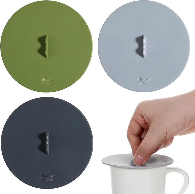3 PCS Silicone Cup Covers for Mugs, Reusable Silicone Coffee Cup Lid by Unknown