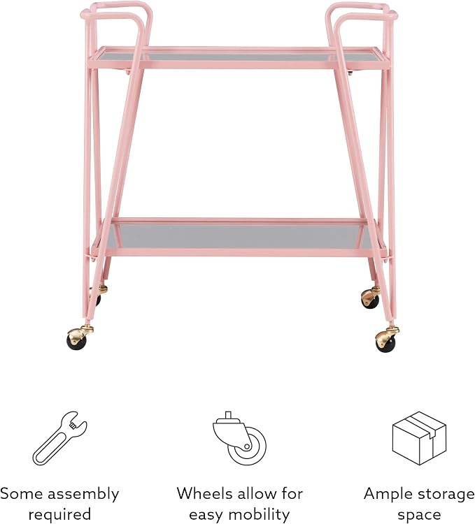 Gina Pink Mid-Century Bar Cart - Image 12