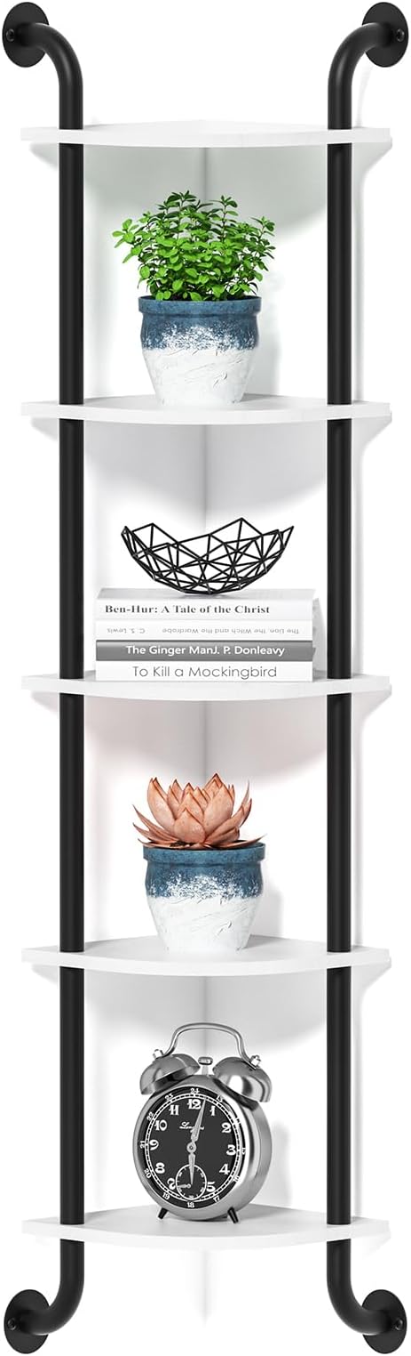 Tinpin Corner Shelf 5-Tier Wall Shelves, Floating Corner Shelves, Wall Mounted by Tinpin