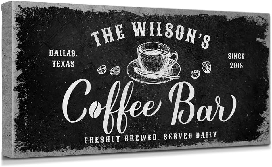 IPIC - Custom Coffee Bar Sign, Personalized Wall Art Decor, Small Canvas Wall by IPIC