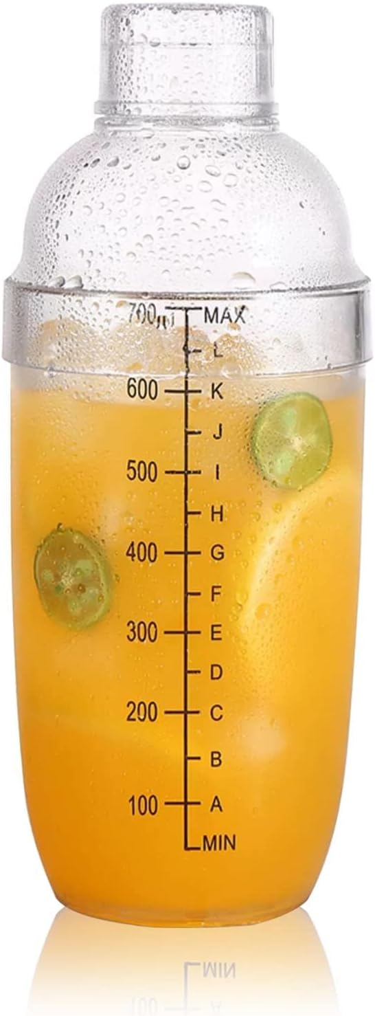 700ml Cocktail Shaker, Food Grade Plastic Highly Transparent Drink Shaker Cup by ExploreFromOrfaty