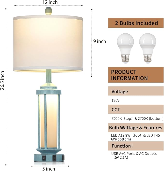 Lolikit 27" Tall Farmhouse Table Lamps - Image 7