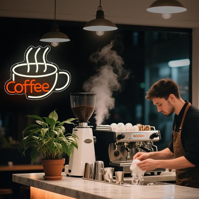 Coffee Neon Sign, Warm White Dimmable LED Light Signs - Image 3