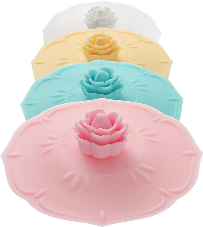 rose Silicone Cup Covers ， Multicolored Silicone Lids by Keweilian