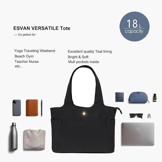 ESVAN Yoga Tote Bag Mat bag Women Shoulder Bags Carryall Tote - Image 4