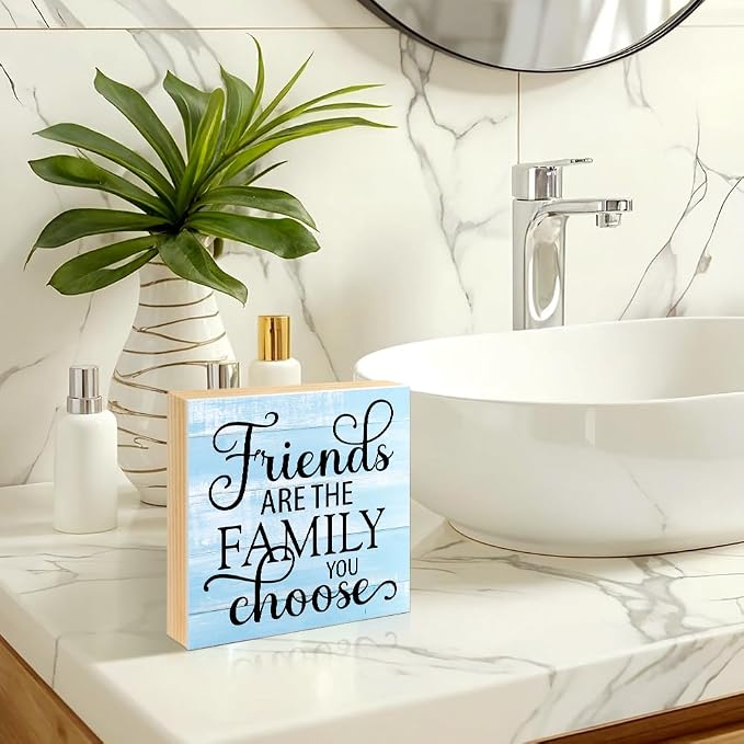 Friends Are the Family We Choose Wooden Box Sign Rustic Wood Block Plaque Box - Image 6