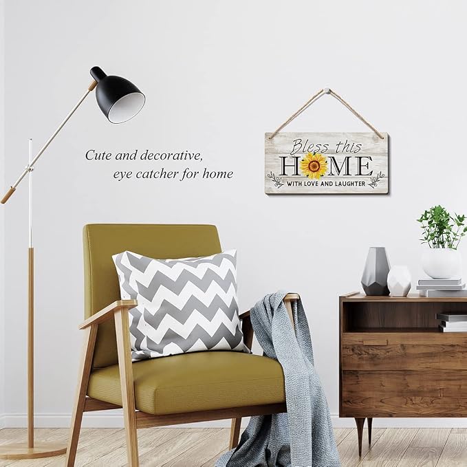 Heuhuww Bless This Home Wood Sign 6x12 Bible Verse Front Door Decor, Religious - Image 5