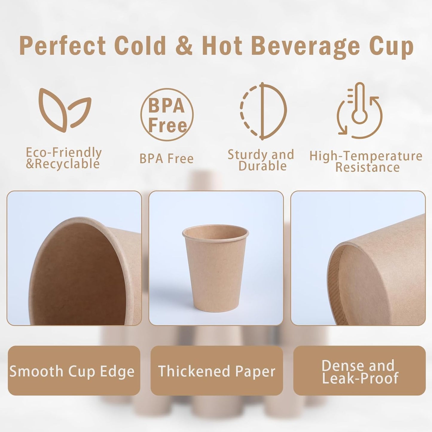 Lamosi 5 oz Paper Cups Disposable - 300 Count, Kraft Paper Cups for Bathroom Mouthwash, 5 ounce Espresso Coffee Cups for Home, Kitchen, Office