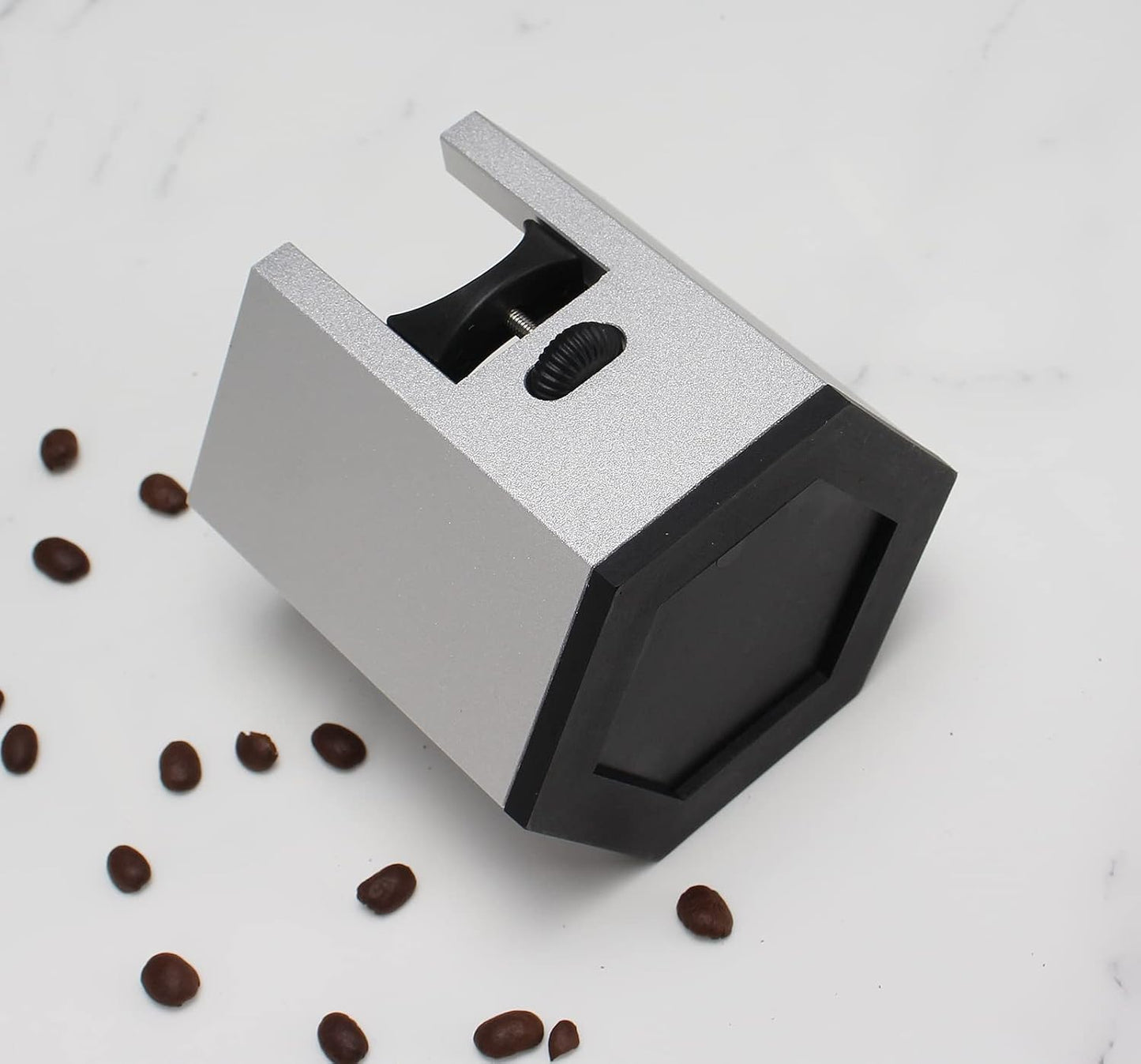 DIBTSA Espresso Tamping Station, Coffee Portafilter Holder, Aluminum Alloy Stand for Most 51mm, 53mm, 54mm, 58mm Coffee Portafilter (Hexagon,Silver)