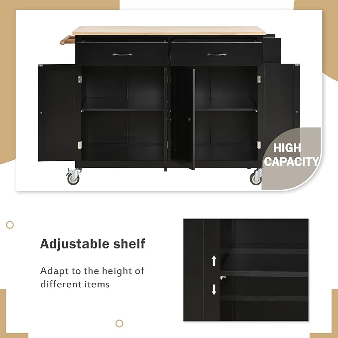 Kitchen Island Cart, Rolling Kitchen Island on Wheels - Image 5