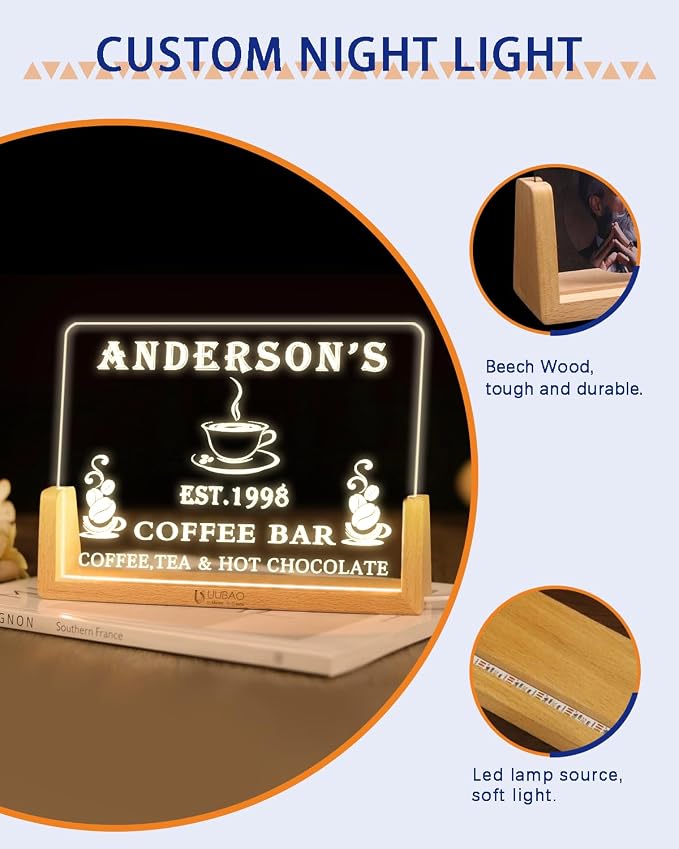 Personalized Bar Signs with Name Customized Home Coffee Bar Mini Bar Sign Gifts - Image 6