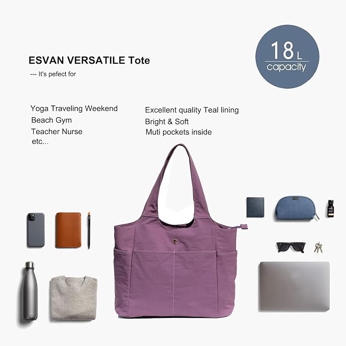 ESVAN Yoga Tote Bag Mat bag Women Shoulder Bags Carryall Tote - Image 6