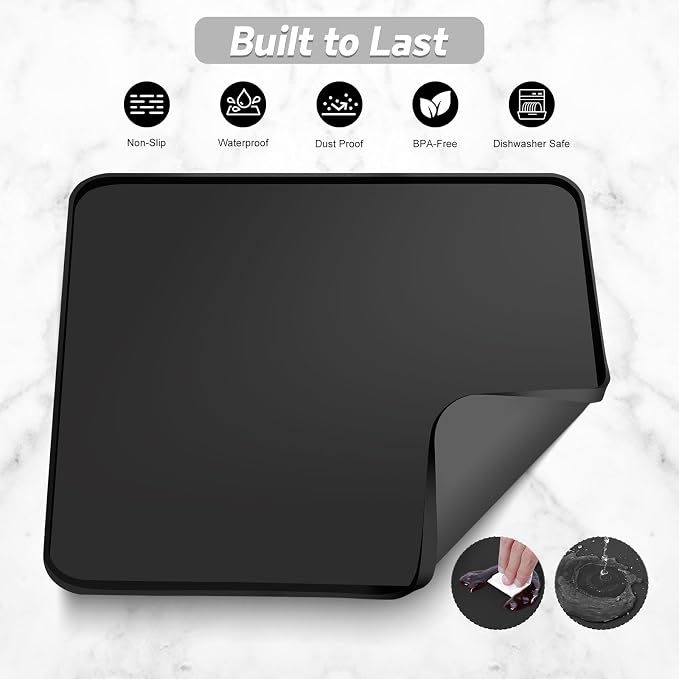 Garolue Silicone Coffee Mat, Non Slip Dish Drying Mat - Image 6