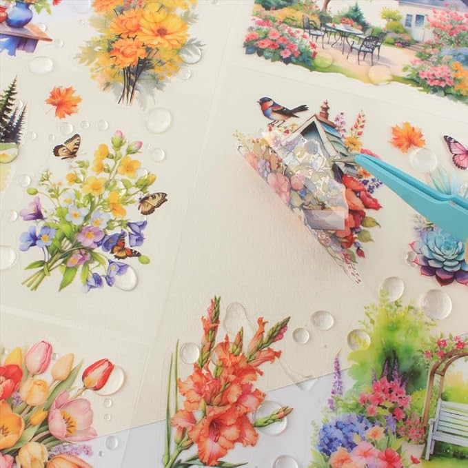 30 Sheets Precut Colorful Garden Landscape Stickers Book - Image 3