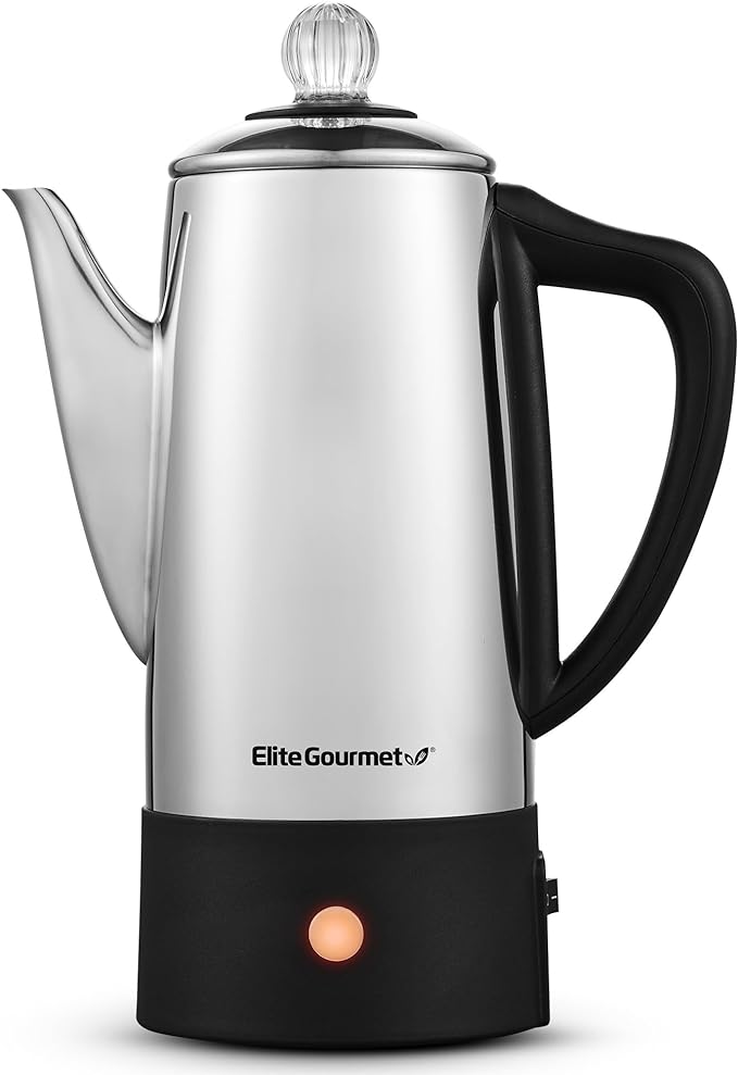 Elite Gourmet 6-Cup Electric Coffee Percolator – Stainless Steel, Fast Brewing by EliteGourmet