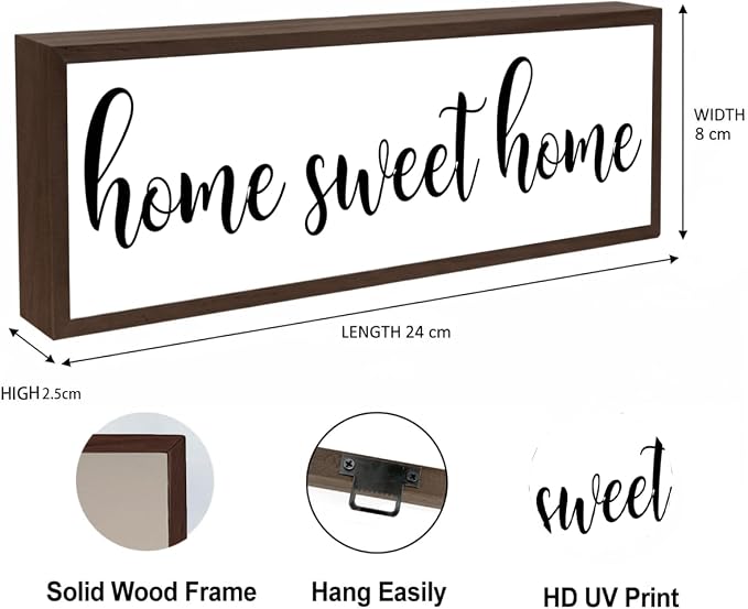 Home Sweet Home Sign, Rustic Framed Wood Sign, Wall Decoration - Image 5