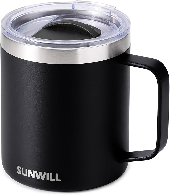 SUNWILL Travel Coffee Mug with Lid, Insulated Tumbler with Handle, 14oz by SUNWILL