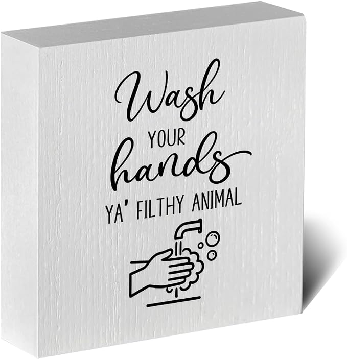 Funny Rustic Bathroom Decor Wooden Box Sign 5x5 Inch by ENGVZ