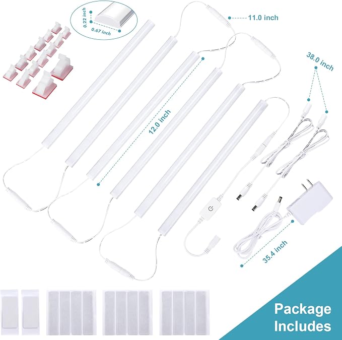 Plug-in Under Cabinet Lights Daylight White 4000K, Dimmable LED Under Cabinet - Image 6