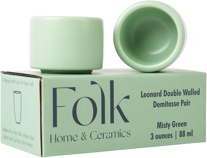 Folk Ceramics Leonard Ceramic Espresso Cups | Modern Stackable Demitasse Mugs by FolkCeramics