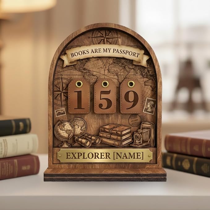 Personalized Book Read Tracker, Wooden Books Read This Year Counter, Reading by Unknown