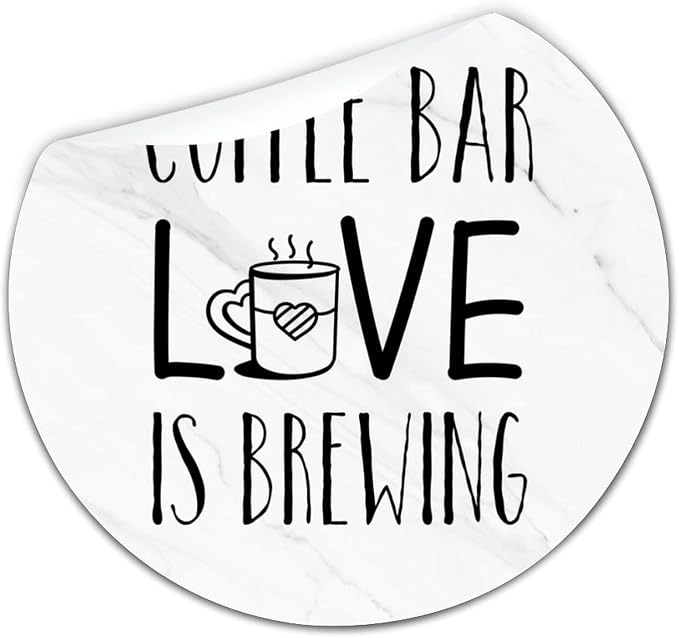 100pcs Vinyl Peel and Stick Circle Decals, Coffee Bar Love is Brewing Labels - Image 8