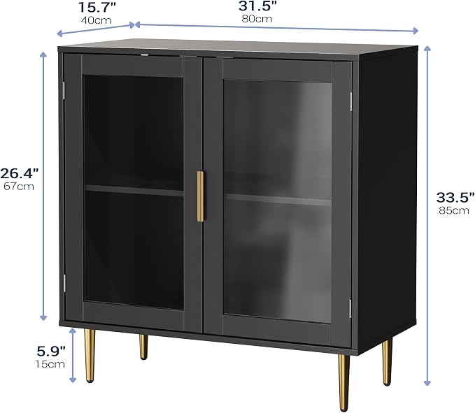 Housoul Buffet Cabinet with LED Lights, Coffee Bar with Shelf, Coffee Bar - Image 2