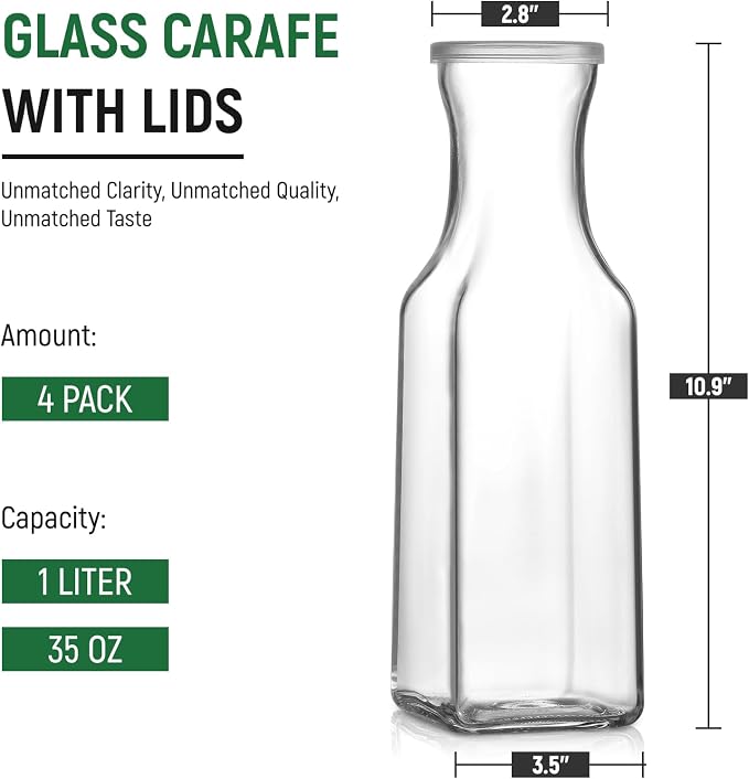 Set of 4 Square Glass Carafe - Image 2