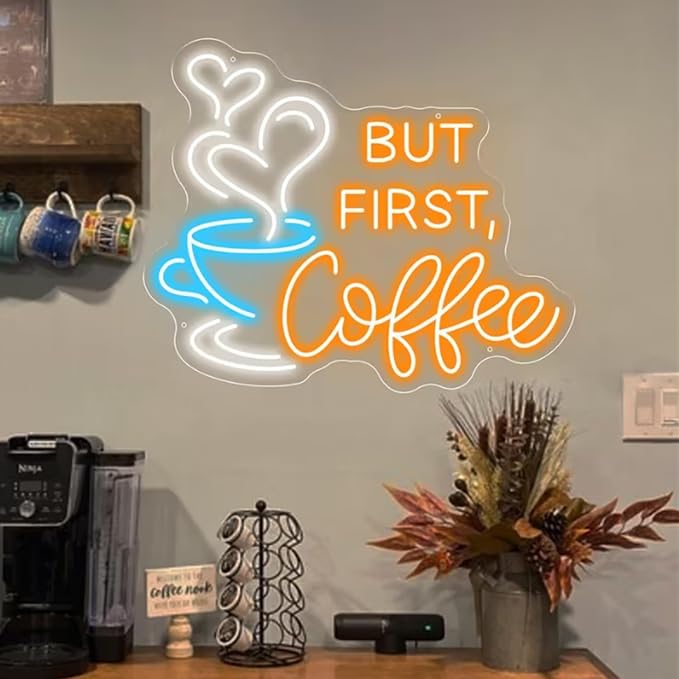 But First Coffee Neon Sign Large 5V USB Powered Acrylic Neon Lights by HFHungkeong
