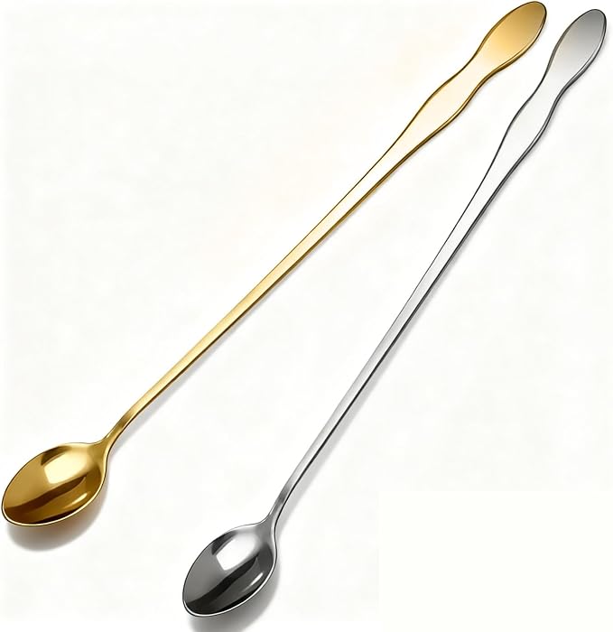2 PCS Long Coffee Spoons, 10 Inch Coffee Stirrers, Ice Tea Spoons, Stainless by Lekayihu