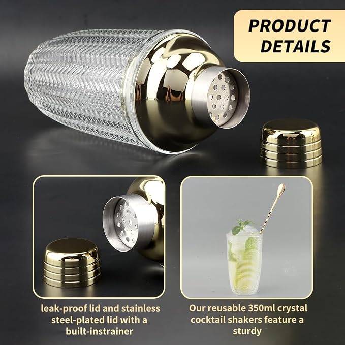Gold Cocktail Shaker Set with Measuring Jigger, Mixing Spoon & Muddler – Home - Image 7