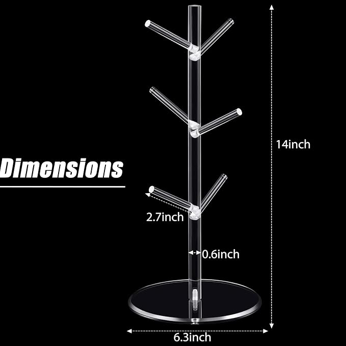 Patelai 14 Inch Acrylic Coffee Mug Tree Coffee Mug Rack Cup Holders - Image 2