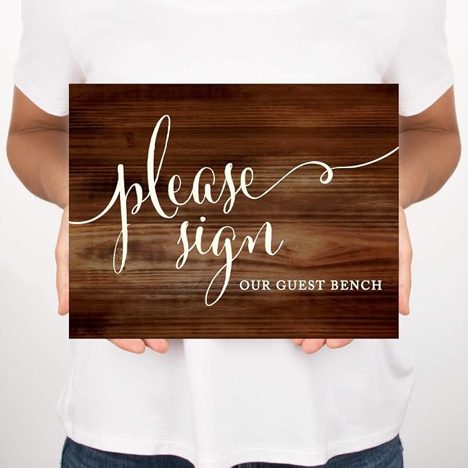 Andaz Press Wedding Party Signs, Rustic Wood Print, 8.5x11-inch, Please Sign - Image 3