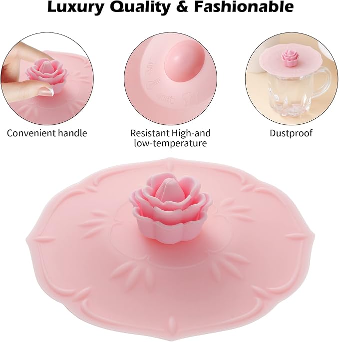 rose Silicone Cup Covers ， Multicolored Silicone Lids - Image 4